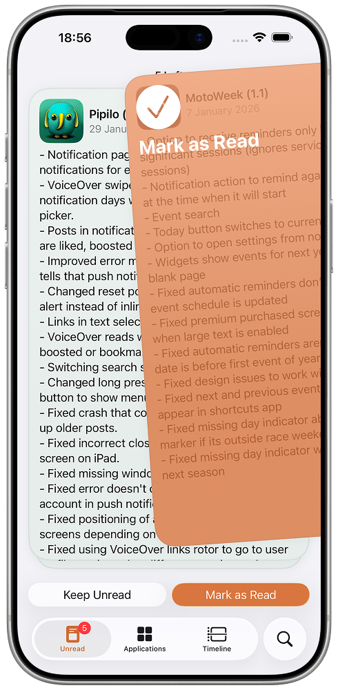 Changelogs app screenshot